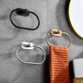 Držač ručnika od nehrđajućeg čelika Samoljepljivi stalak za kupaonske ručnike Crna vješalica za umivaonike Prsten Šipka Kuhinjski pribor za pohranu