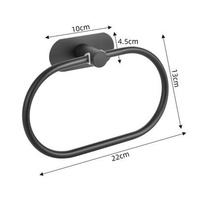 Držač ručnika od nehrđajućeg čelika Samoljepljivi stalak za kupaonske ručnike Crna vješalica za umivaonike Prsten Šipka Kuhinjski pribor za pohranu