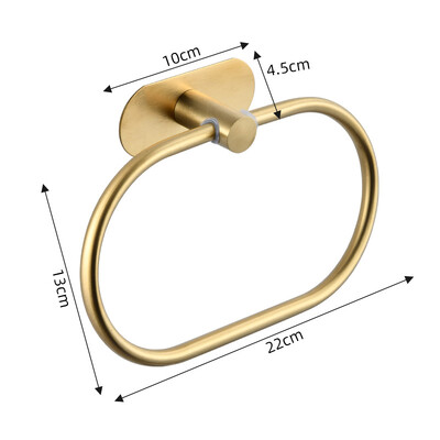 Držač ručnika od nehrđajućeg čelika Samoljepljivi stalak za kupaonske ručnike Crna vješalica za umivaonike Prsten Šipka Kuhinjski pribor za pohranu