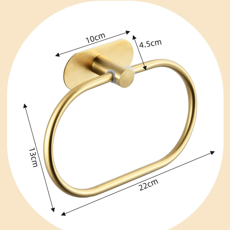 Držač ručnika od nehrđajućeg čelika Samoljepljivi stalak za kupaonske ručnike Crna vješalica za umivaonike Prsten Šipka Kuhinjski pribor za pohranu