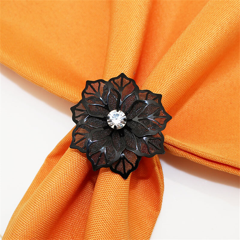 6Pcs Halloween prstenovi za salvete Okrugli Ghost Spider Leaf Držač za salvete Crna mašna Kopča za salvete za vjenčanja Dekoracija stolova za večere