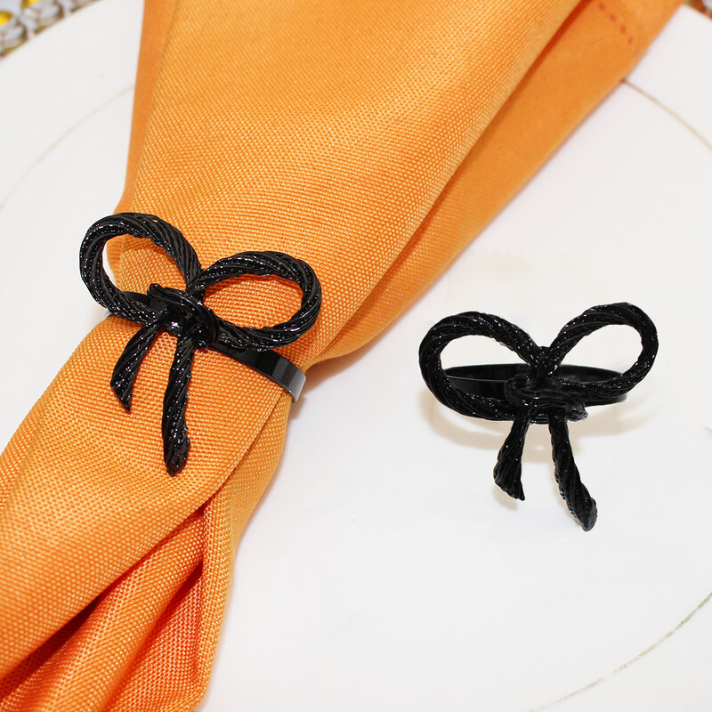 6Pcs Halloween prstenovi za salvete Okrugli Ghost Spider Leaf Držač za salvete Crna mašna Kopča za salvete za vjenčanja Dekoracija stolova za večere