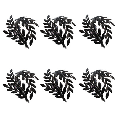 6 бр. Пръстени за салфетки от сребърни листа Метални пръстени за салфетки Държач за сватбени декорации Кухненска маса за хранене HWL88