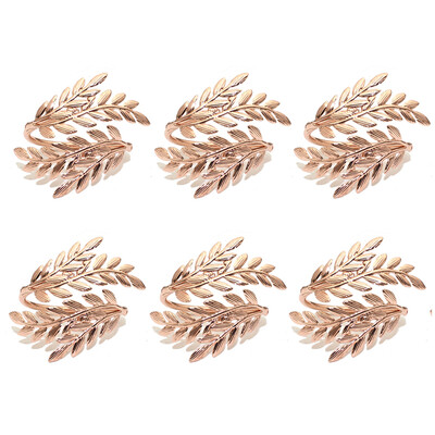 6 бр. Пръстени за салфетки от сребърни листа Метални пръстени за салфетки Държач за сватбени декорации Кухненска маса за хранене HWL88