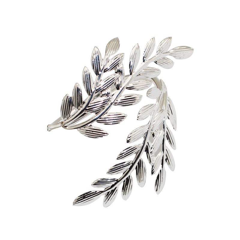 6 бр. Пръстени за салфетки от сребърни листа Метални пръстени за салфетки Държач за сватбени декорации Кухненска маса за хранене HWL88