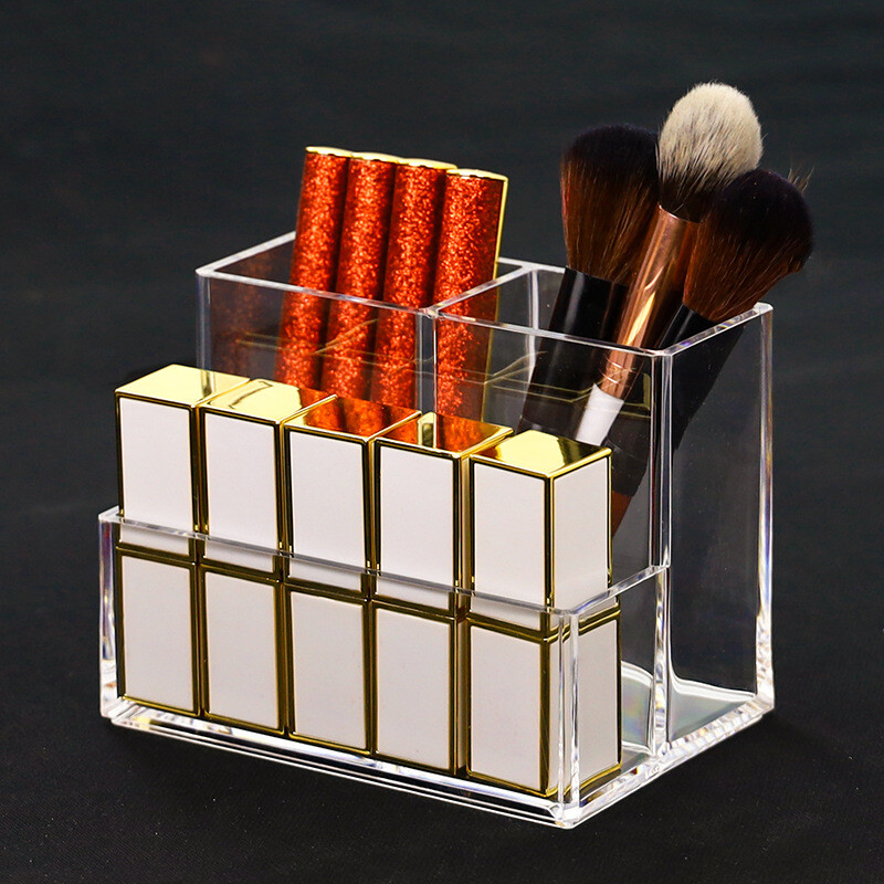 Skaidri akrilo 3-5 tinklelių makiažo dėžutė, makiažo šepetėlio kibiras, makiažo organizatorius, studentų stalo rašiklio laikiklis papuošalų laikymo dėžutė