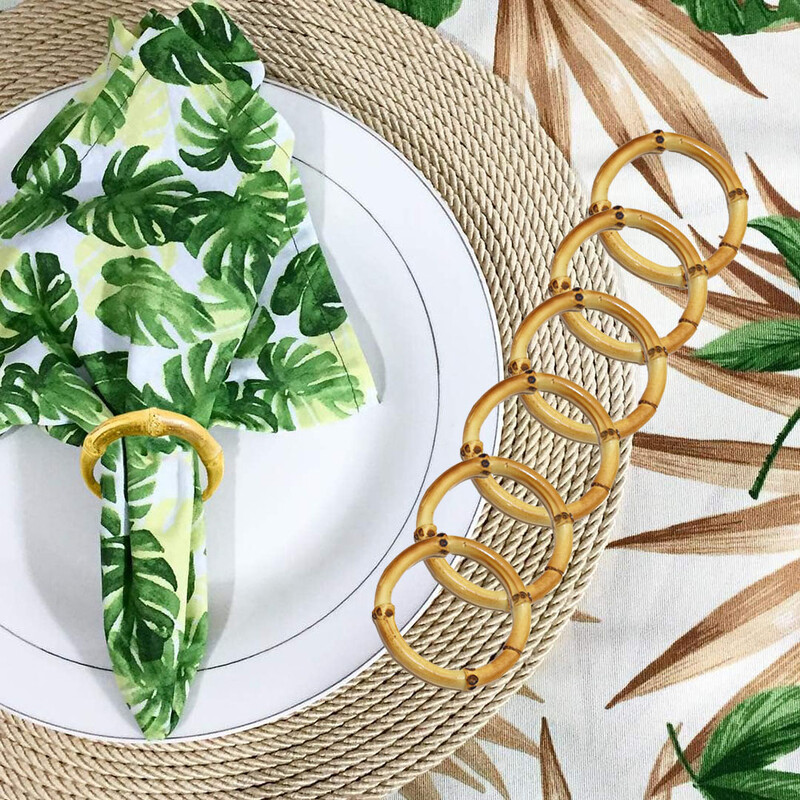 12kom bambusovih prstenova za salvete Ručno izrađeni drveni prstenovi za držače za salvete za vjenčanje, banket za Valentinovo, Dan zahvalnosti, božićni stolni ukras