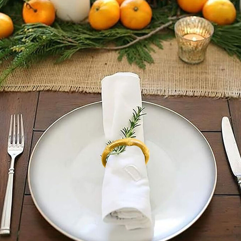 12kom bambusovih prstenova za salvete Ručno izrađeni drveni prstenovi za držače za salvete za vjenčanje, banket za Valentinovo, Dan zahvalnosti, božićni stolni ukras