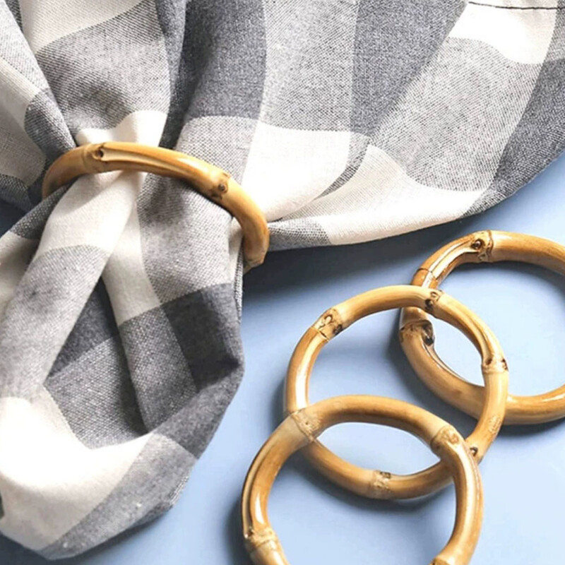 12kom bambusovih prstenova za salvete Ručno izrađeni drveni prstenovi za držače za salvete za vjenčanje, banket za Valentinovo, Dan zahvalnosti, božićni stolni ukras