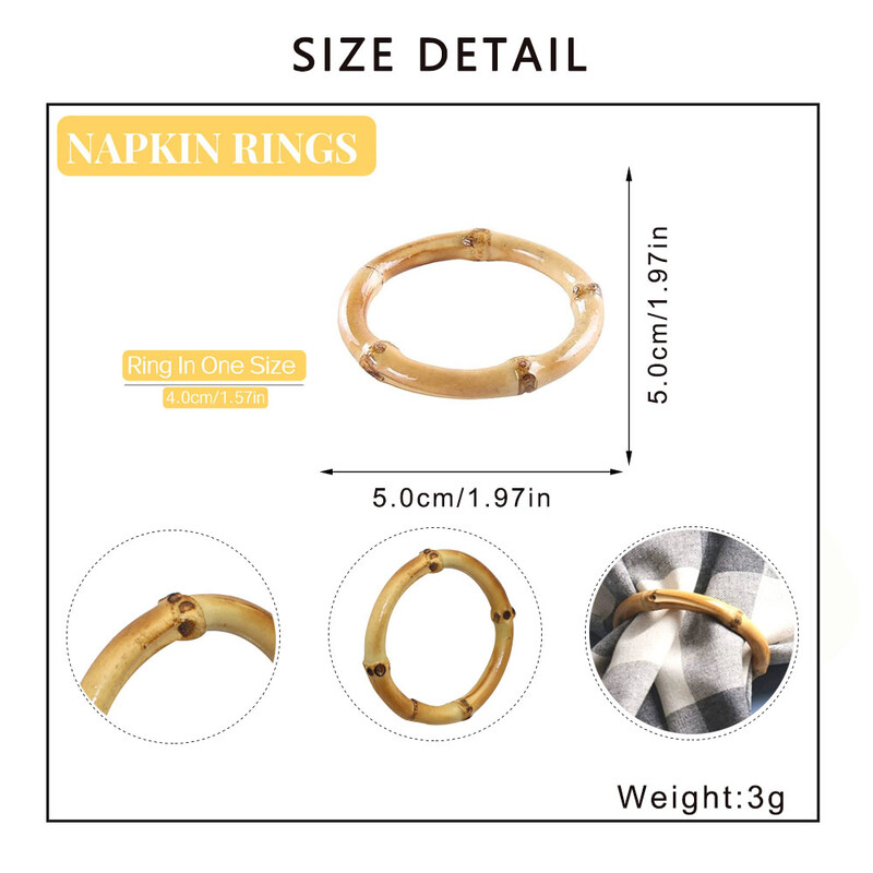12kom bambusovih prstenova za salvete Ručno izrađeni drveni prstenovi za držače za salvete za vjenčanje, banket za Valentinovo, Dan zahvalnosti, božićni stolni ukras