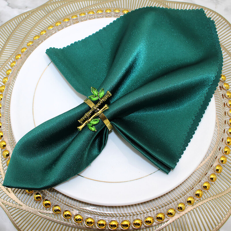 6kom bambusovih prstenova za salvete Retro Držači za salvete sa vještačkim dijamantima od zelenih biljaka za vjenčanje, rođendan Dekoracija blagovaonskog stola HWD117