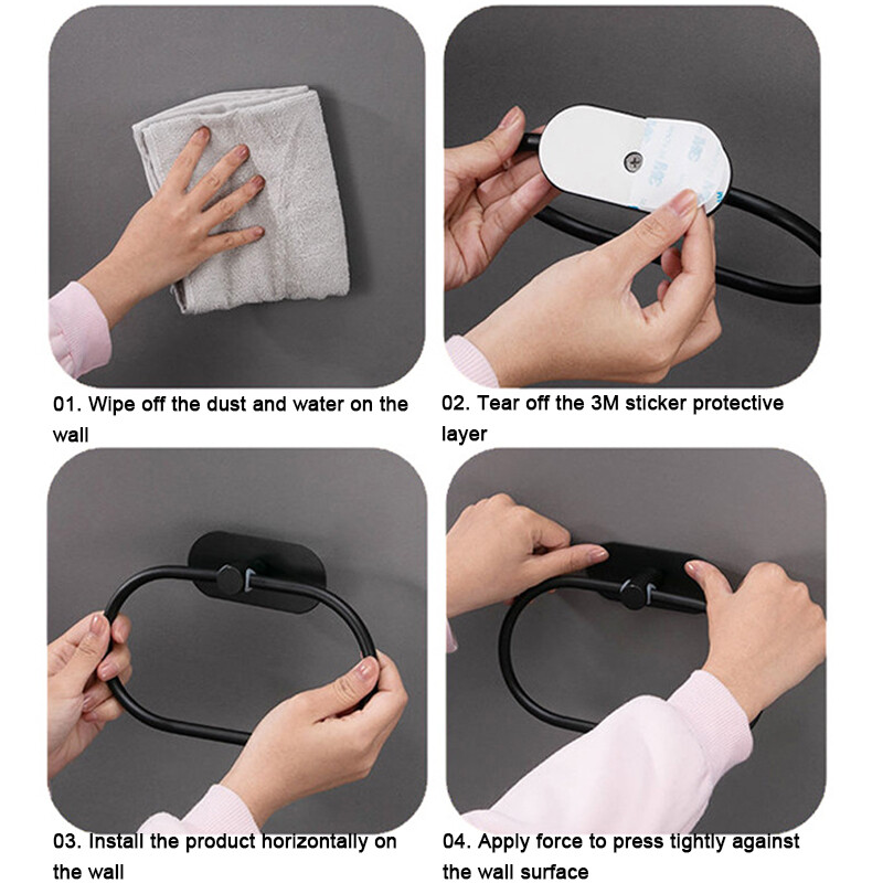 Držač ručnika od nehrđajućeg čelika Samoljepljivi stalak za kupaonske ručnike Kućanski antikorozivni prsten za vješalice za ruke Alat za pohranu Pribor