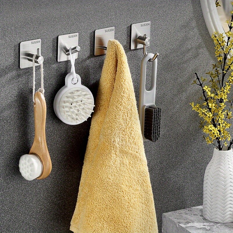 4бр. Залепваща тежкотоварна стенна кука Водоустойчива неръждаема стомана, Монтаж - Баня и спалня