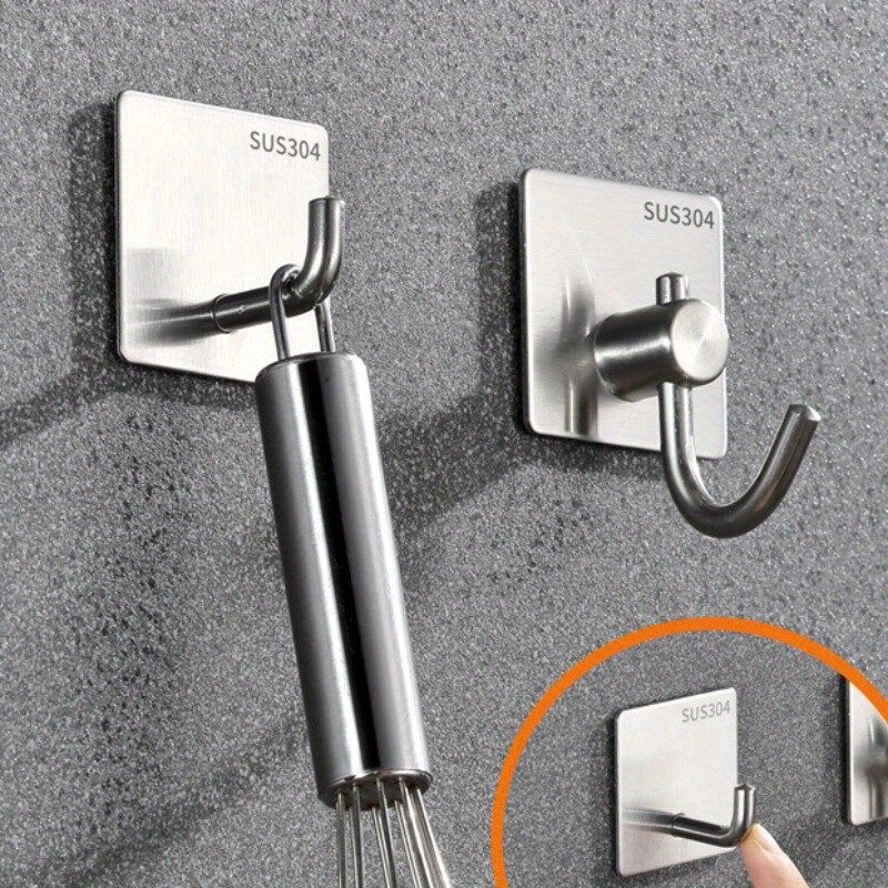 4бр. Залепваща тежкотоварна стенна кука Водоустойчива неръждаема стомана, Монтаж - Баня и спалня
