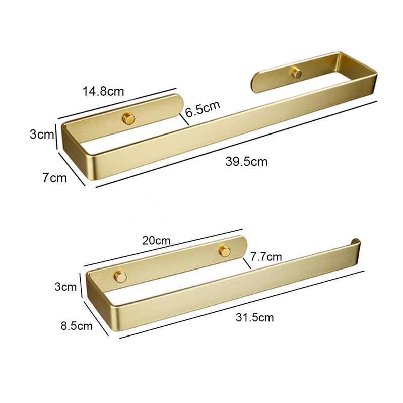 Zlatni držač za kupaonske ručnike Kuhinjska rola Stalak za papirnate ručnike Polica za odlaganje Kućni organizator Samoljepljivi na vijke Bez bušilice
