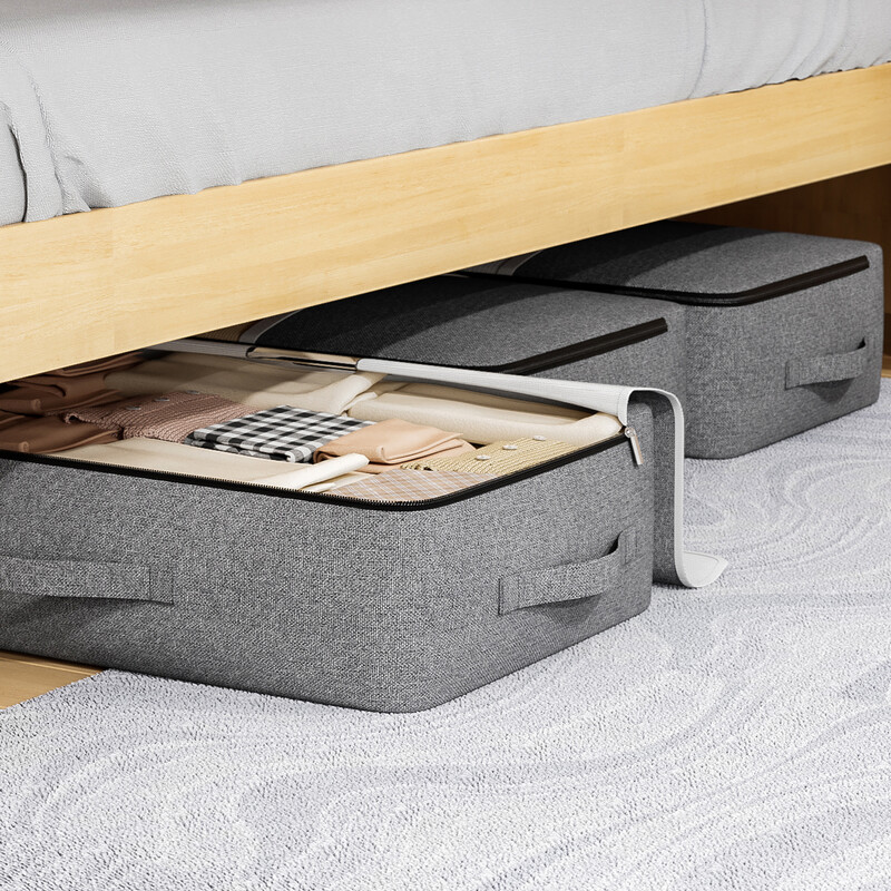 1PC velika torba za odlaganje na dnu kreveta Organizator za odjeću Sklopivi organizator s patentnim zatvaračem Polica za spavaću sobu Ormar siva