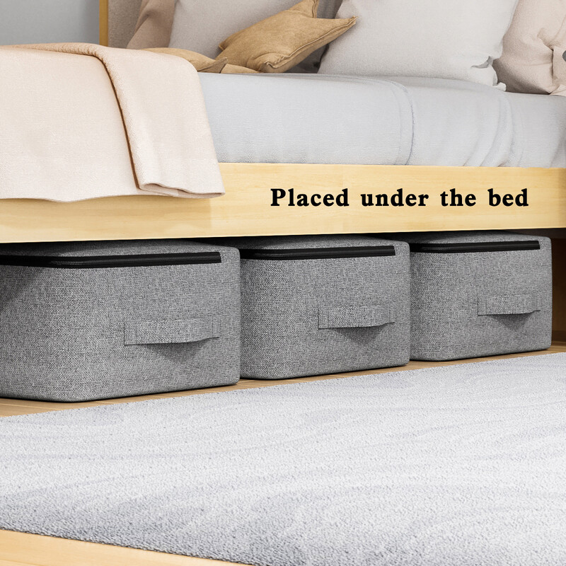 1PC velika torba za odlaganje na dnu kreveta Organizator za odjeću Sklopivi organizator s patentnim zatvaračem Polica za spavaću sobu Ormar siva