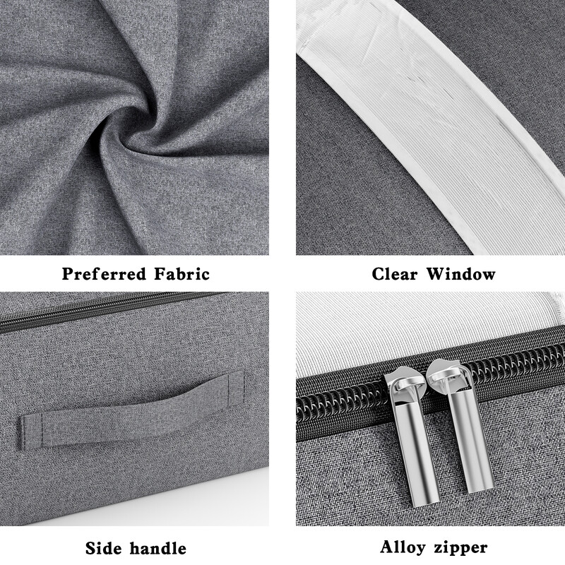 1PC velika torba za odlaganje na dnu kreveta Organizator za odjeću Sklopivi organizator s patentnim zatvaračem Polica za spavaću sobu Ormar siva
