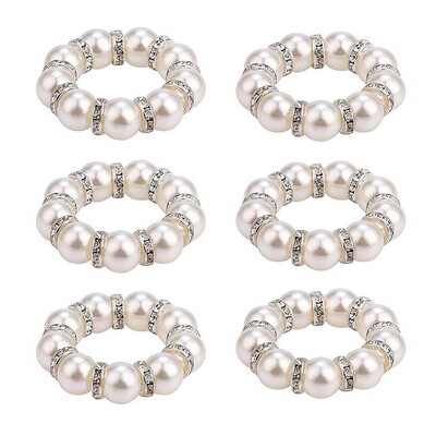 4/6/12 KOM. Elegantni biserni prstenovi za salvete, srebrni, elastični držač za salvete za vjenčanje, banket, večeru, ukras za držač za salvete