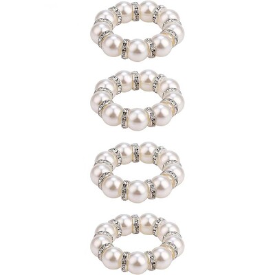 4/6/12 KOM. Elegantni biserni prstenovi za salvete, srebrni, elastični držač za salvete za vjenčanje, banket, večeru, ukras za držač za salvete