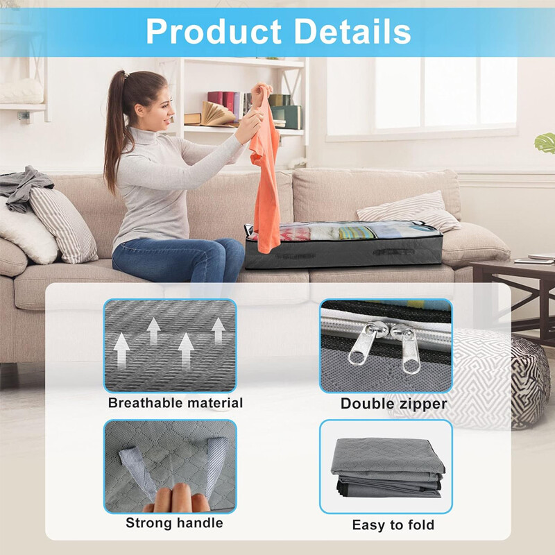 Torba za pohranu ispod kreveta 90L velika kutija za pohranu ispod kreveta s patentnim zatvaračem Organizator vrećica za odjeću Poplun Pokrivač Netkani