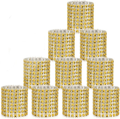 10PCS Prstenovi za salvete Zlatni prstenovi za salvete s dijamantima Držač za salvete u rasutom stanju za svadbene večere Dekoracije stolova