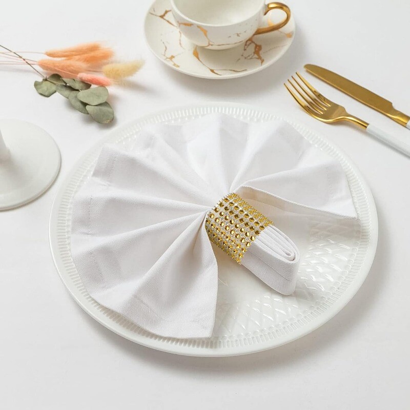 10PCS Prstenovi za salvete Zlatni prstenovi za salvete s dijamantima Držač za salvete u rasutom stanju za svadbene večere Dekoracije stolova
