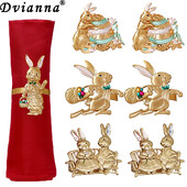 6Pcs Uskrsni prstenovi za salvete Zec Držač za salvete Metalne kopče za salvete za vjenčanje Blagdan Baby Shower Uskrsna zabava Dekoracija stola