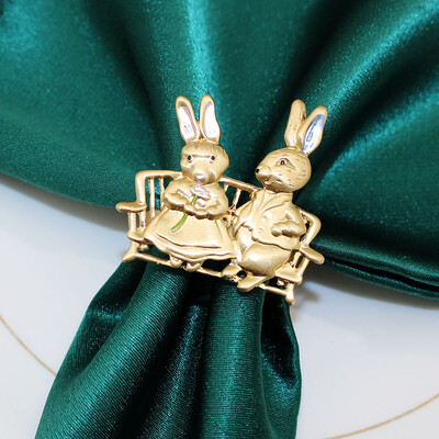 6Pcs Uskrsni prstenovi za salvete Zec Držač za salvete Metalne kopče za salvete za vjenčanje Blagdan Baby Shower Uskrsna zabava Dekoracija stola