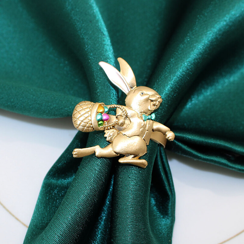 6Pcs Uskrsni prstenovi za salvete Zec Držač za salvete Metalne kopče za salvete za vjenčanje Blagdan Baby Shower Uskrsna zabava Dekoracija stola