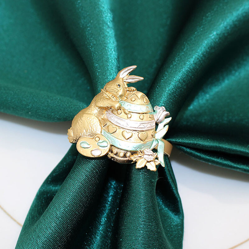 6Pcs Uskrsni prstenovi za salvete Zec Držač za salvete Metalne kopče za salvete za vjenčanje Blagdan Baby Shower Uskrsna zabava Dekoracija stola