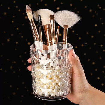 1PC Cosmetic Storage Dustproof Brush Makeup Storage Bucket Cosmetic Brush Holder Cup Διαφανής θήκη για στυλό για μπουντουάρ