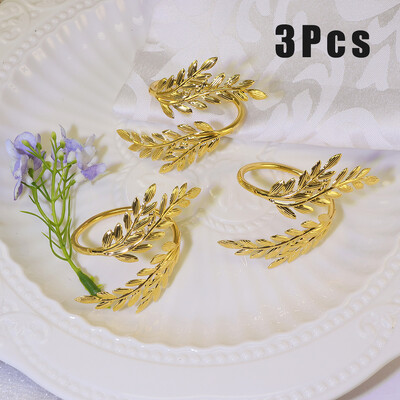 Творчески 3/5 бр. Блестящи златни пшенични пръстени за салфетки Западен ресторант Лек луксозен хотел Декорация на маса за хранене Орнаменти