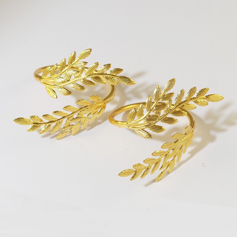 Творчески 3/5 бр. Блестящи златни пшенични пръстени за салфетки Западен ресторант Лек луксозен хотел Декорация на маса за хранене Орнаменти