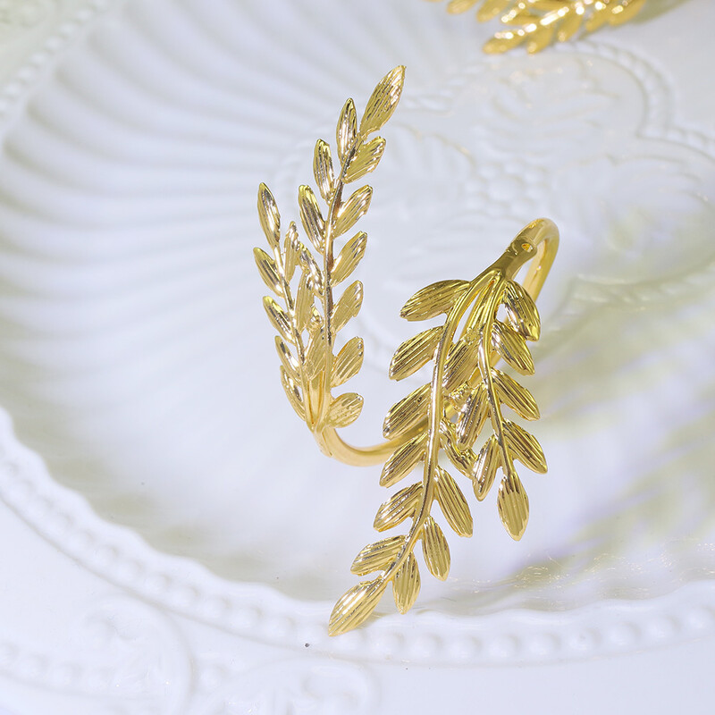 Творчески 3/5 бр. Блестящи златни пшенични пръстени за салфетки Западен ресторант Лек луксозен хотел Декорация на маса за хранене Орнаменти