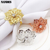 6kom cvjetnih prstenova za salvete šuplje mrežaste latice legure metalni ručnik stol za večeru latice za blagovanje salvete za vjenčanje dekor stola