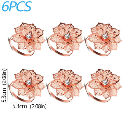 6kom cvjetnih prstenova za salvete šuplje mrežaste latice legure metalni ručnik stol za večeru latice za blagovanje salvete za vjenčanje dekor stola
