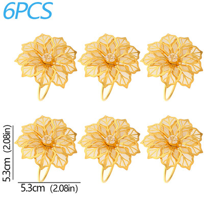 6kom cvjetnih prstenova za salvete šuplje mrežaste latice legure metalni ručnik stol za večeru latice za blagovanje salvete za vjenčanje dekor stola