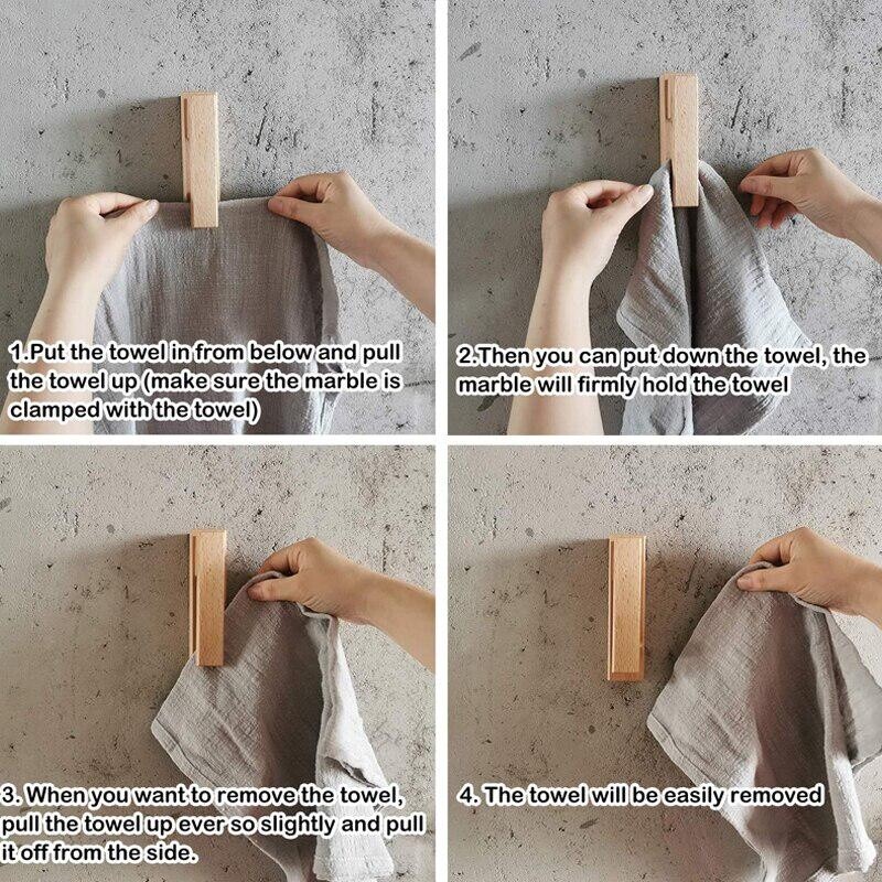 Kukica za ručnike Kukica za kupaonski ogrtač Stalak za odlaganje kuhinjskih krpa Drvena kuka bez bušenja Kukica za odjeću Kučna oprema