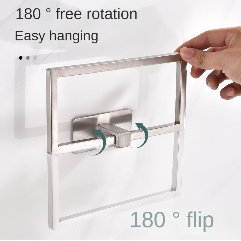 Bez bušenja Prsten za ručnike Nordijski četverokutni stalak za prstene za ručnike Prsten za vješanje ručnika Kupaonska aktivnost Četvrtasti prsten za ručnike