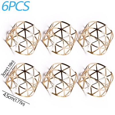 6PCS Držač prstenova za salvete s izdubljenim trokutastim držačem za prstenove za salvete za vjenčanje, banket, večeru, ukrase za stol za večeru