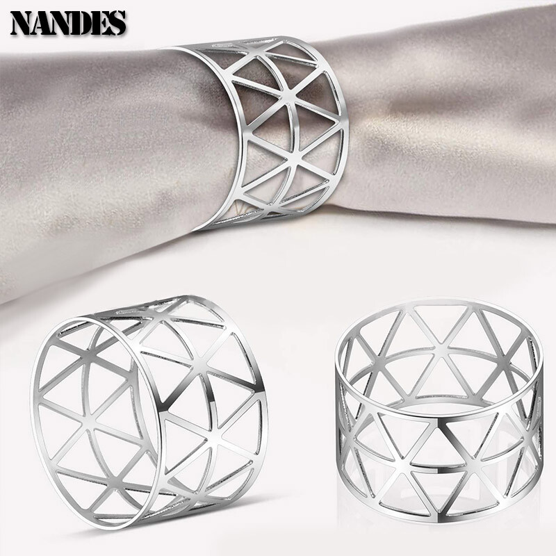 6PCS Držač prstenova za salvete s izdubljenim trokutastim držačem za prstenove za salvete za vjenčanje, banket, večeru, ukrase za stol za večeru