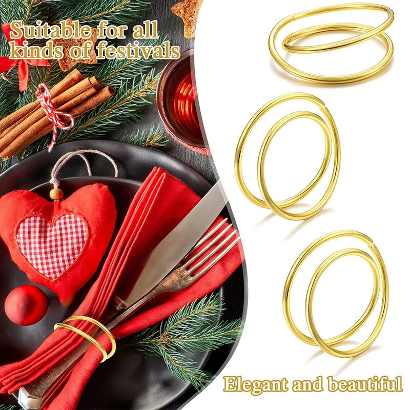 12kom Zlatni prsten za salvete Izvrsni metalni prsteni za salvete za svatove Večera u hotelu Domaći rođendan Dekoracija stola Držač za salvete