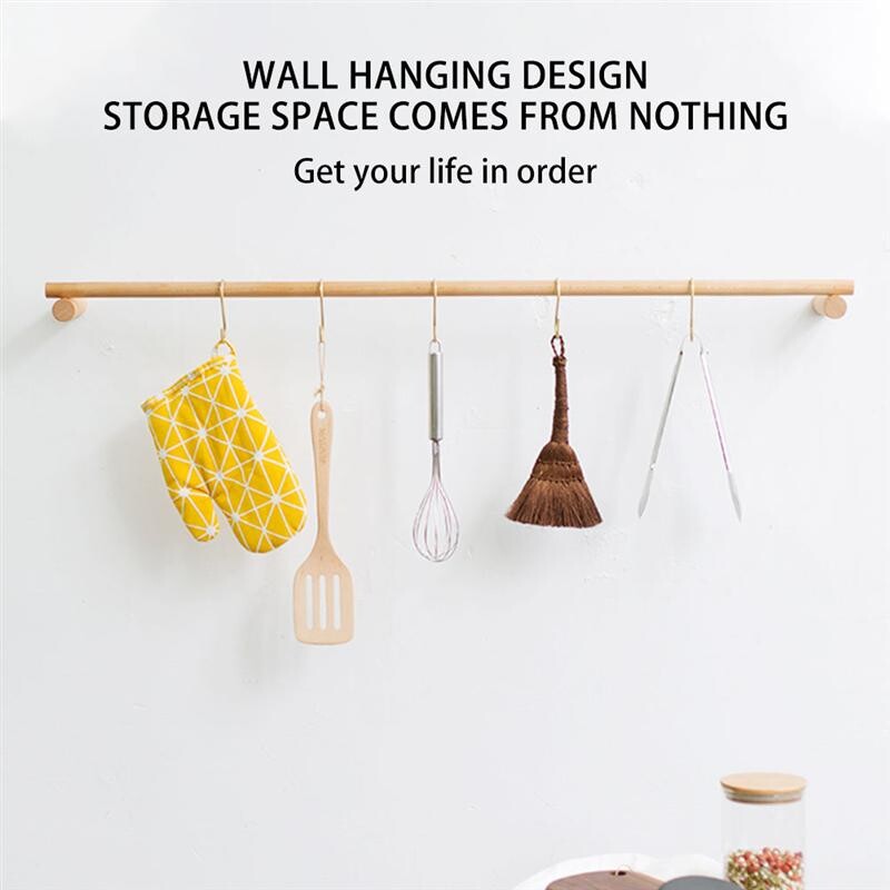 1 бр. 30 см. 45 см. Обикновена закачалка за дрехи Дървена единична лента за кърпи Без перфорация Поставка за съхранение Закачалка за кърпи за баня Кухня Домашна кърпа