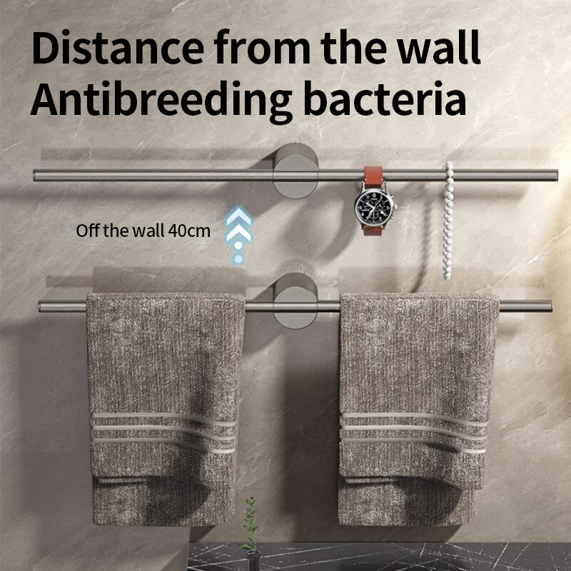 Crni držač ručnika od aluminijske legure Kupaonska vješalica za ručnike Vodootporna šipka za ručnike SS Zlatni stalak Polica Dodaci 811783