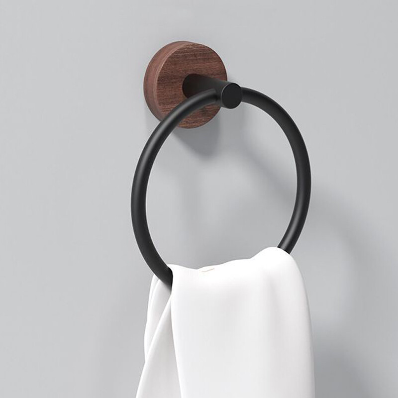 Alumīnija + riekstkoka koka dvieļu gredzens, roku dvieļu turētājs vannas istabai, dvieļu plaukta pakaramais virtuves sienas stiprinājumam Lieljaudas glabāšanai