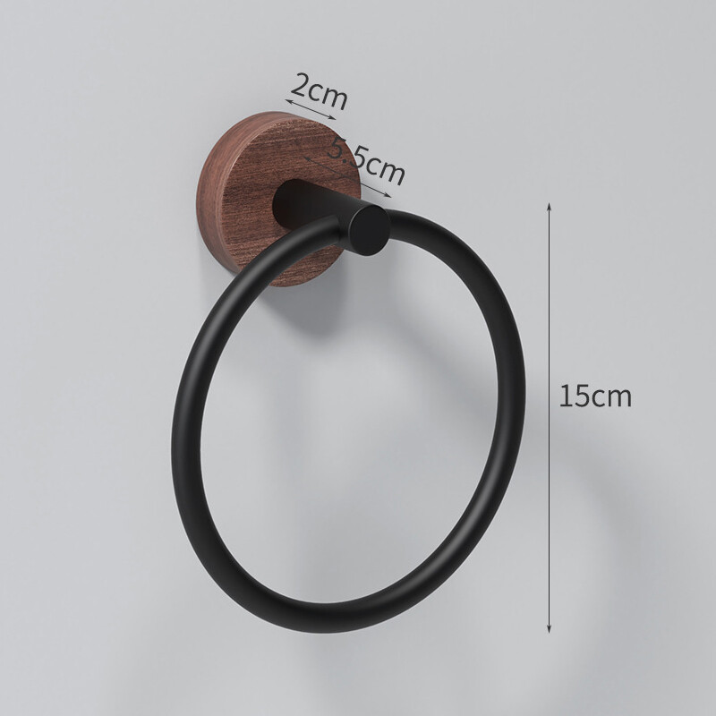 Alumīnija + riekstkoka koka dvieļu gredzens, roku dvieļu turētājs vannas istabai, dvieļu plaukta pakaramais virtuves sienas stiprinājumam Lieljaudas glabāšanai