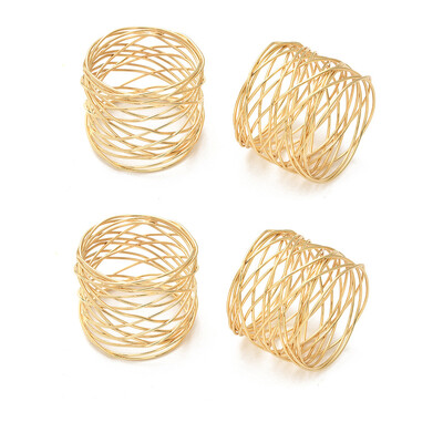 4PCS Metalni križ, šuplja kopča za salvete, široki okrugli zlatni prsten za salvete, za večere, blagdane, ukras za blagovaonski stol