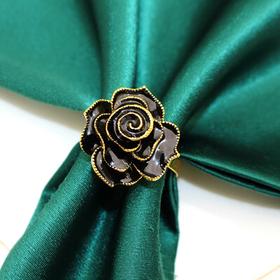 6Pcs Hanukkah prstenovi za salvete Plava ruža Držač za salvete Zlatne kopče za salvete za Chanukah vjenčanje Božićna zabava Dekoracija stola