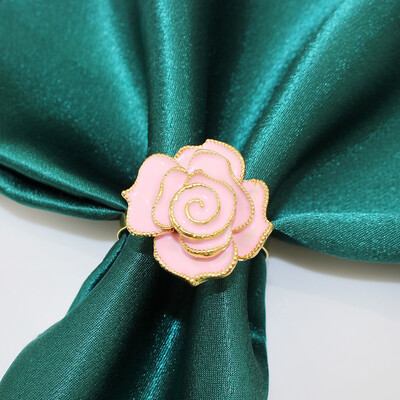 6Pcs Hanukkah prstenovi za salvete Plava ruža Držač za salvete Zlatne kopče za salvete za Chanukah vjenčanje Božićna zabava Dekoracija stola